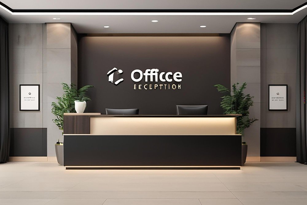 office signage Dubai reception logo sign
